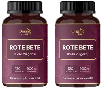 ORGANIC SPREE Rote Bete 120 Kapseln | Beta Vulgaris (Rote Bete) | 120 Kapseln – Nahrungsergänzungsmittel – 900 mg pro Portion (2)