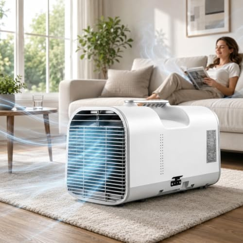 LYJIANGXIN Condizionatore Portatile Senza Installazione 4400/5100 BTU, Climatizzatore Mobile 4 Funzioni con Raffreddamento, Ventilatore, Deumidificatore e modalità Notte, Clima Compatto per Campeggio