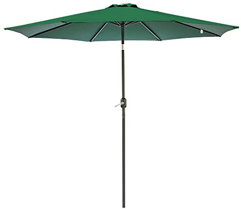 Green Bay 3m Round Parasol 8 Metal Ribs Construction Garden Furniture Parasol Outdoor Umbrella With Winding Crank & Tilt Function (Green)