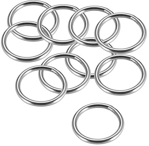 Sourcing Map O-Ring, geschweißt, Umreifungsringe, Edelstahl, 10 Stück