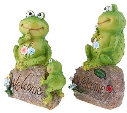 Tubayia 1 Pair Cute Frog Family Statue Sculpture Figure for Home Office Table Decoration Garden Pond Ornament Gift