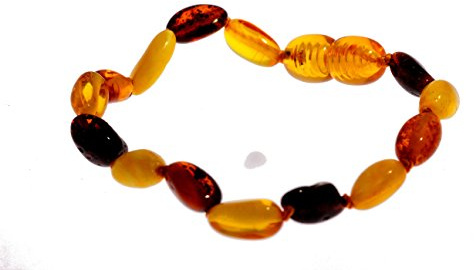 SilverAmber nytt baltisk bärnsten vristlänk armband mix - handgjorda 100 % äkta bärnsten bönor pärlor smycken dam - premiumkvalitet - storlekar 11-20 cm e Ingen metall, cod. FBABT012513