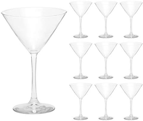 DISCOUNT PROMOS Martini Glasses by ARC 10 oz. Set of 10, Bulk Pack - Perfect for Hotel, Bar, Restaurant or Lounge - Clear