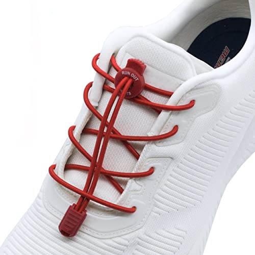 Run out sports Elastische Schnürsenkel ohne binden - Schnellschnürsystem 120cm - Gummi - Schuhbänder elastisch mit Schnellverschluss - für Kinder und Erwachsene