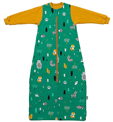 Schlummersack Winter Bio Schlafsack 110 cm Waldtiere | Babyschlafsack Mit Ärmel 3.5 Tog | Ganzjahres Bio Baumwolle