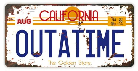 Panguru Outatime License Plate Memorabilia, Stamped Car Plate Replica, Movie Prop Vanity Number Tag, 12x6 inch