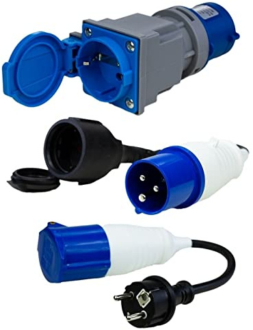 CEE Adapter 3er Set Stromadapter Stecker Schuko Steckdose CEE Interbosch
