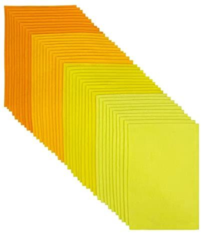 Farbige Filz, 1,4 mm Stark Filzstoff, 20 x 30 cm Weicher Bastelfilz zum Basteln, 40 Stück Filzblätter für Handarbeit DIY-Nähprojekt (gelbe Serie)