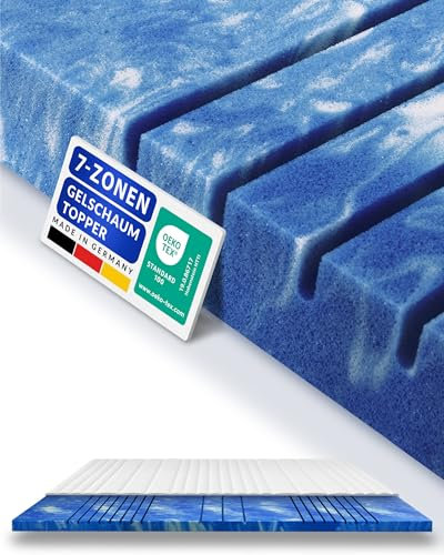 8 cm hoch - 7-Zonen Deluxe Gelschaum-Topper 135 x 180 cm mit RG 50 - Hochwertiger Lyocell-Bezug - Antirutschfunktion - Umlaufendes Klimaband - Gel-Topper 135x180 8cm