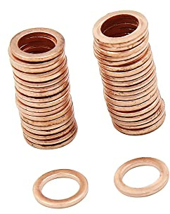 A ABSOPRO Cuivre Rondelle 7mm Interne Diamètre Plat Joint étanchéité Joint Anneau (Ensemble de 40)