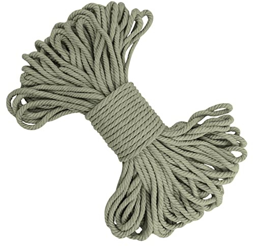 LEREATI Makramee Garn 5mm x 20m, Baumwollgarn Makramee-Schnur Farbig Baumwollkordel, Dicke Baumwollseil für Makramee Wandbehang, Hängepflanze, Traumfänger, Hochzeitsbogen (Bohnengrün)
