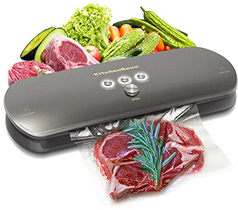 KitchenBoss Machine Sous Vide Alimentaire à Double Professionnel Soudeuse De Film Automatique Appareil Pour Aliments Secs Incl 5 Sacs De Mise Sous Vide