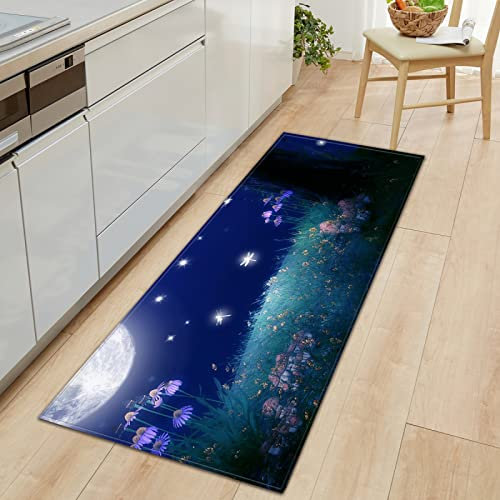 MYPALL Küchenläufer rutschfest Küchenmatte Farbige Sterne Küchenmatte für Küche und Bar Teppich Läufer waschbare Küchenläufer Küche Deko 60 x 180cm