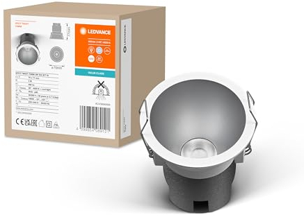 LEDVANCE Downlight empotrable SPOT TWIST, plateado, 5W, 400lm, 840 WT, 70 mm de diámetro, color de luz blanco frío, 90% menos consumo de energía en comparación con los downlights halógenos, 4000K