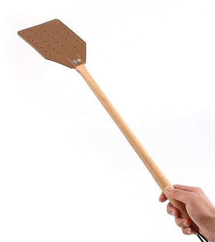 BAMFY Fliegenklatsche Leder for Drinnen, Draussen, Heim, Garten, Klassenzimmer Und Büro Fliegenklatschen Mit Langen Griff Mückenklatsche