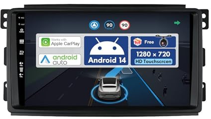 BXLIYER 9 Pouce Autoradio pour Mercedes-Benz Smart fortwo 451 (2005-2010) GPS Radio - sans Fil Carplay Android Auto - Android 14 - Caméra arrière - 2 Din - Dab Volant WLAN Bluetooth DSP 4G