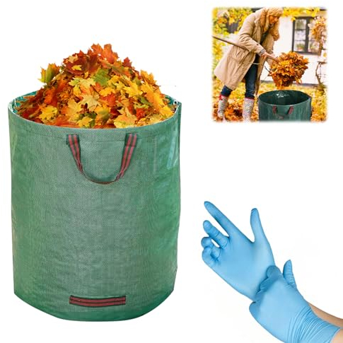Sacco da Giardinaggio,Borse da Giardino Professionali,Sacco per Rifiuti Riutilizzabili,Sacchi Per la Spazzatura da Giardino,Sacco Antistrappo per Raccogli Foglie da Giardino 45cm x 38cm