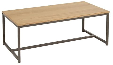Mesa de centro Urban de metal gris y tablero beige con vetas de 100x50x36cm