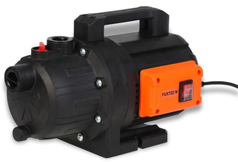 FUXTEC trädgårdspump FX-GP2800 vattenpump för trädgården - dränkbar pump 800 watt, max 3400 l/h, max 38 m leveranshöjd, 9m djup - även som poolpump