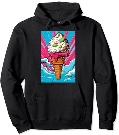 Gaufrier glacé cornet de glace glace pop art vintage rétro glacé café glacé Sweat à Capuche