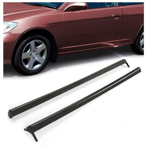 HECASA Side Skirts Pair Compatible with 2001-2005 Honda Civic 2/4 Door RS Style Side Splitters Rocker Panel Body Kit PP Plastic Black