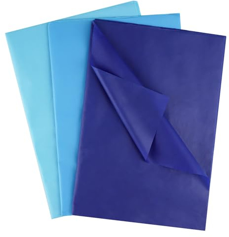 Seidenpapier 50x35cm, 60Blatt Bastelpapier zum Basteln von Pompons, Blau | Transparentpapier Verpackungsmaterial, Bastelpapier zum Kreieren von Pompoms, Papierblumen, Tischdeko