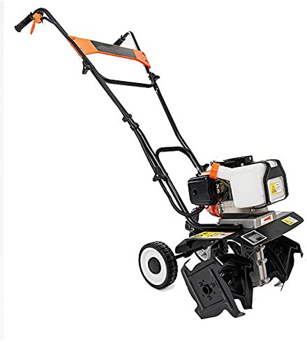 Motozappa Portatile a Benzina, motozappa da Giardino a Benzina, Larghezza di Lavorazione 36 cm e profondità di Lavorazione 10 cm, motozappa scarificatore a Batteria con 4 Marce