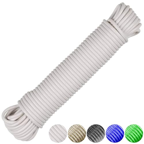 Cuerda de lavado blanca de 20 m, resistente, resistente al óxido y al agua, tendedero para jardín exterior