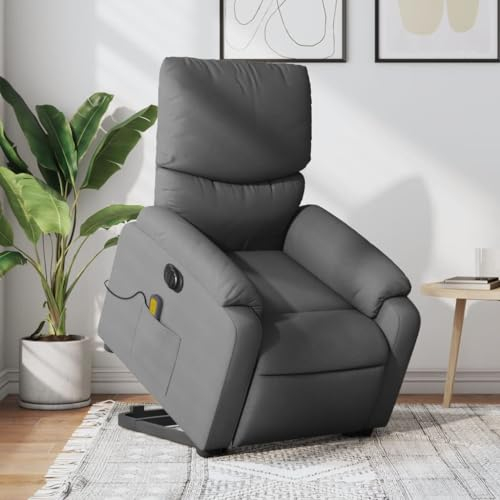 Homgoday Elektrischer Massagesessel mit Aufstehhilfe Fernsehsessel Aufstehsessel Elektrisch Verstellbar Sessel Massagesessel mit Liegefunktion Relaxsessel TV Sessel Wohnzimmer Dunkelgrau Stoff