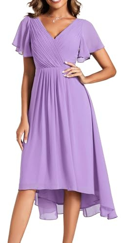 Ever-Pretty Abendkleider Damen Elegant für Hochzeit Knielang A-Line Cocktailkleid High Low Festliche Kleider EG01923