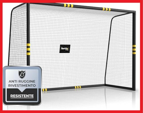 Racetex porta calcio bambini e adulti con [rivestimento anti-ruggine] - Porte da calcio grandi inclusa di picchetti - Porta calcio professionale con imbottitura - Porta da calcio
