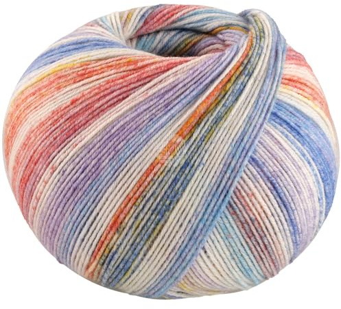 LANA GROSSA Cool Wool 4 Socks Print | Bedrucktes Merino-Sockengarn aus mehrfach verzwirnten Einzelfäden | Handstrickgarne aus 75% Schurwolle | 100g Wolle zum Stricken & Häkeln | 420m Garn FB 7763