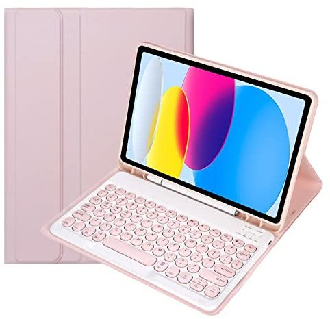 Funda con Teclado para iPad 9,7 Pulgadas, 6.ª Generación 2018, iPad 5.ª Generación 2017, iPad Air 2/1, Pro 9,7 Pulgadas, Contener Ñ, Teclado Bluetooth con Portalápices,Rosado