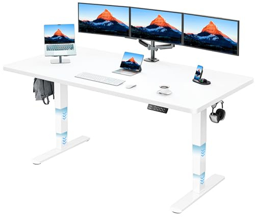 HUANUO Höhenverstellbarer Schreibtisch 160x80cm Ganze Tischplatte, Elektrisch Schreibtisch Höhenverstellbar 60-125cm, 3 Stufen-Beine-Design mit 120kg Tragfähigkeit & 2-Motor, Elektrischer Stehpult