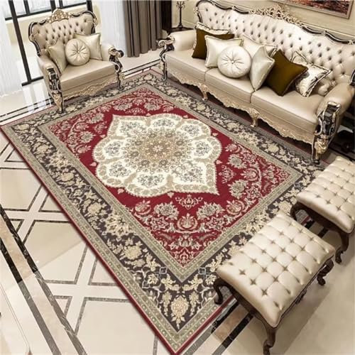 RUGMRZ Webteppich Teppich Designer Rotes Blumenmuster rechteckiger Flächenteppich Vintage Teppich schalldicht Teppich Outdoor 60X120CM