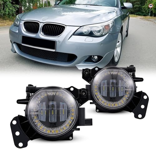 Led Nebelscheinwerfer für 2003-2008 BMW 5er(E60 E61, 525i 525xi 530i 530xi 545i 550i)/3er(E46, 325Ci 330Ci Cabrio/Coupé) 1 Paar, klare Linse