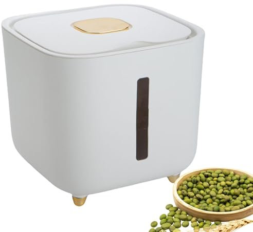 Rice Container - Airtight Cereal Dispenser, Storage Bin Food Container | Rice Bucket Moisture Proof with Lid, House Storage Boxes for Grain Flour Rice Bean Cereal Dry Goods (White, Gray, Green)