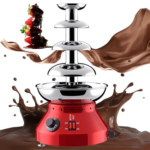 Fuente de Chocolate Comercial, Torre de Fondue de Chocolate Caliente de 4/5 Niveles, máquina calentadora de fusión de Chocolate de Acero Inoxidable de Gran Capacidad de 1800/3000 ml 4-Tier