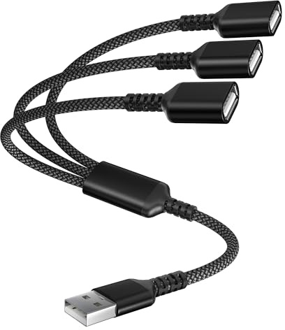 Itramax USB Splitter Y Kabel 1 zu 3 0,3M,USB 1 Stecker zu 3 Buchse Verlängerungs Adapter,USBA Y Verlängerungskabel,Doppel Port U/SB Hub,Doppelstecker für Mac,Auto,Xbox One X S,PS9,PS5,PS4,Laptop