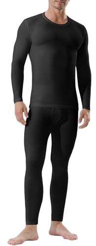 Channo Uomo Set Intimo Termico: Maglia Termica Biancheria Intima Sci Invernale Pantaloni Manica Lunga Funzionale Nero L