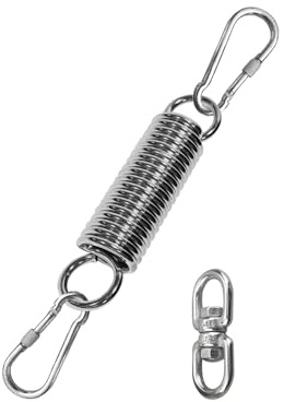 Swing Spring for Hanging Chair, Hanging Chair Spring Hook, molla per amaca con gancio rotante 360°, kit sospensione amaca, chaise suspendue, yoga aereo, sacco da boxe, acciaio inox resistente