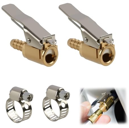 Wvxilyr 2 Stück 6mm Air Chuck Autoventil Hebelstecker, 1/4 Französisches Ventil Adapter für Reifenfüller, Reifendruckprüfer Messing Reifenfüller für Autos, Vans und Fahrräder