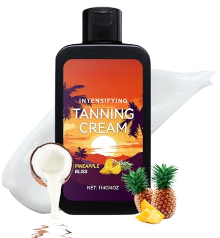 Tanning Accelerator Cream - Sunbed Tanning Accelerator - Sunbed Tanning Lotion - Pineapple Bliss Scent with Coconut Oil & Glycerin - Hydrating & Long-Lasting Tan Indoor & Outdoor - All Skin Types