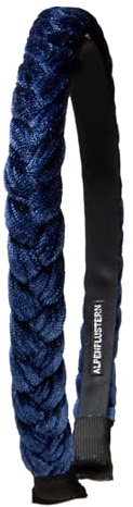 Alpenflüstern Trachten-Haarreif Samt Flechtoptik schmal - Damen Haarschmuck rutschfest, Haarband geflochten fürs Dirndl (blau) ADV160