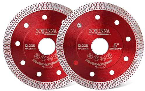 ZORUNNA 2Pcs 5 Diamond Saw Blades, Tile Cutting Disc for Angle Grinder