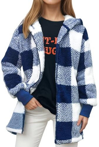 Ranphee Manteau Femme Hiver Chaud Chic Vetement 2026 Long Oversize Carreaux Polaire Veste