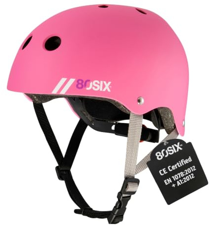 80SIX Multi-Sport Skateboard Helmet with Adjustable Fit Dial for Kids, Teens, Adults-Certified Hardshell Protective Scooter, Bike Helmet for Cycling, Skateboard, BMX, Inline Skate