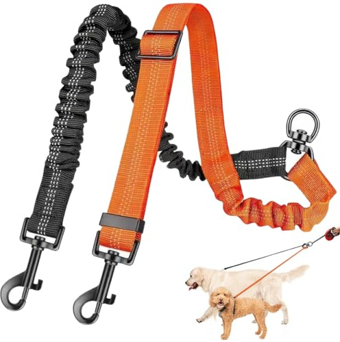 Correa Doble para Perros, Extensible Doble Correa para Perros, Reflectante