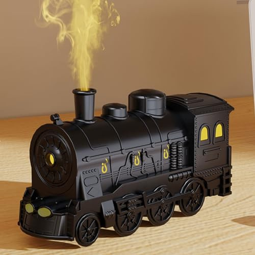Essential Oil Diffuser, 300ml USB Steam Train with Remote Control, Colourful Aromatherapy Lamp Humidifier for Home(Black)