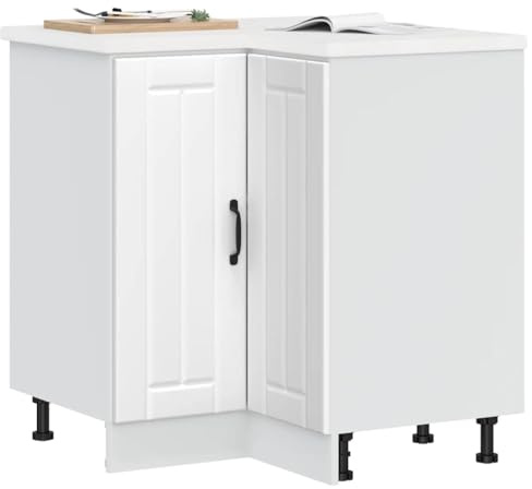 Teenpull Küchen-Eckunterschrank Lucca Weiß Holzwerkstoff, großer Stauraum Schrank mit Türen, verstellbare Füße, ideal als Vorratskammer Schrank, Buffetschrank für Küche und Esszimmer